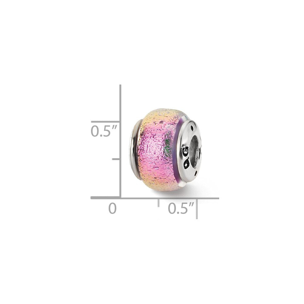 Sterling Silver Reflections Pink Dichroic Glass Bead
