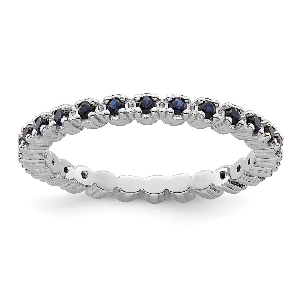 Sterling Silver Stackable Expressions Created Sapphire Ring Size -5
