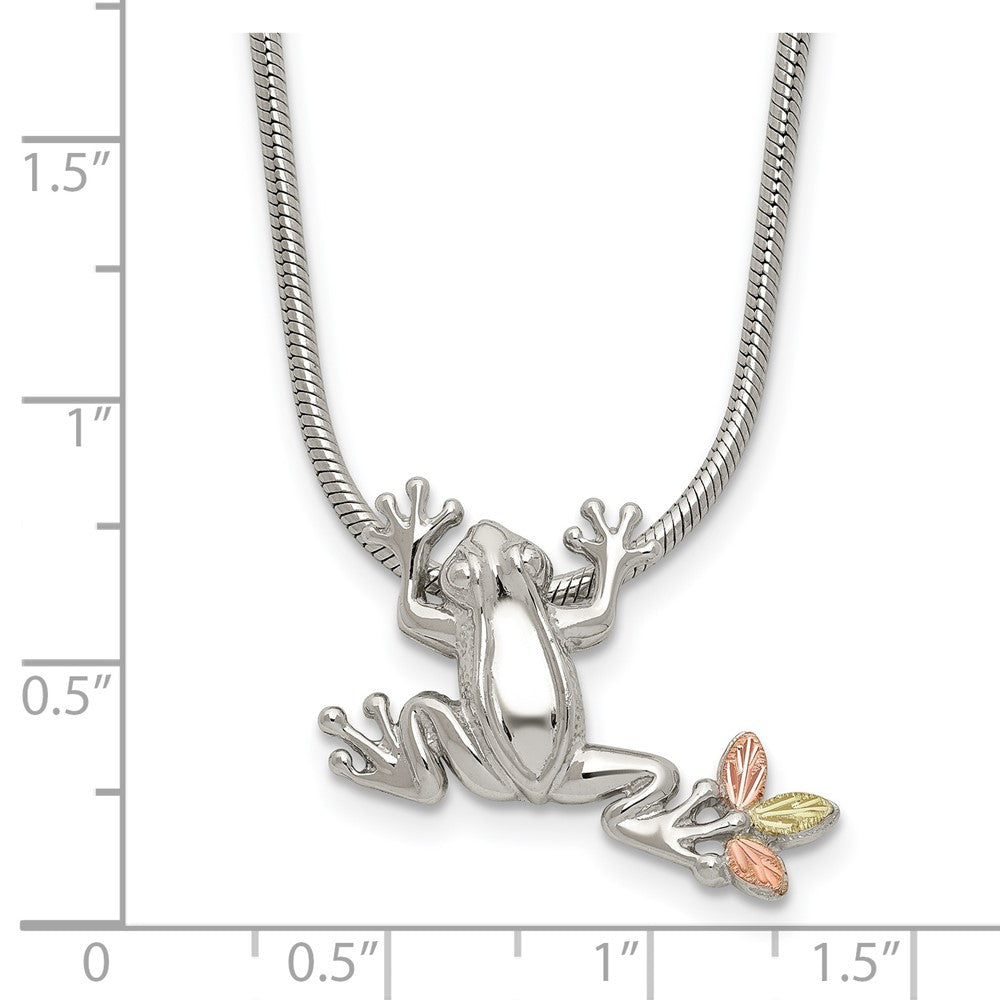 Landstrom's Mt. Rushmore Black Hills Sterling Silver 12K Gold Accents Frog Slide 20 inch Lobster Clasp Necklace 20 Inches