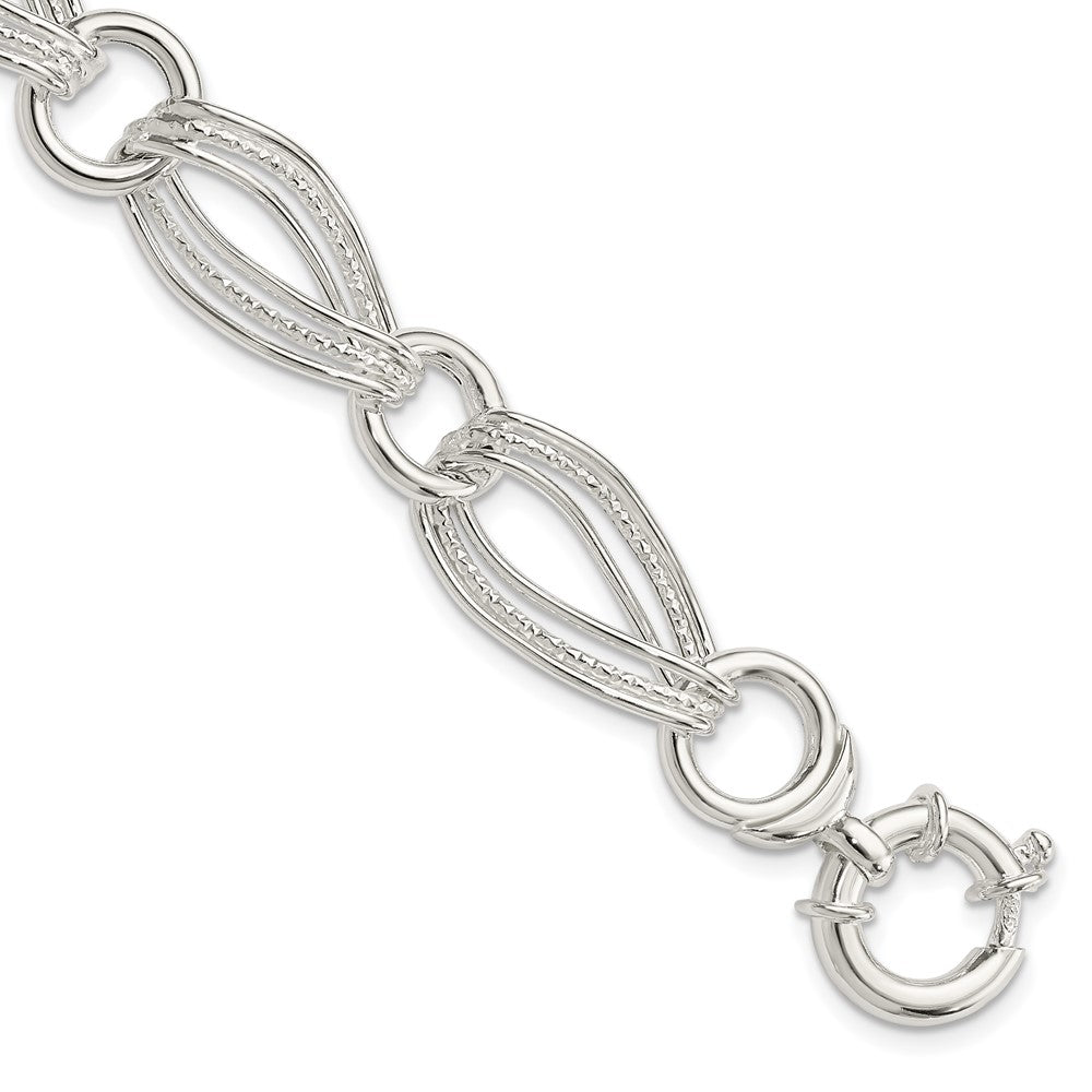 Sterling Silver Polished And Textured Link Bracelet 8 inches
