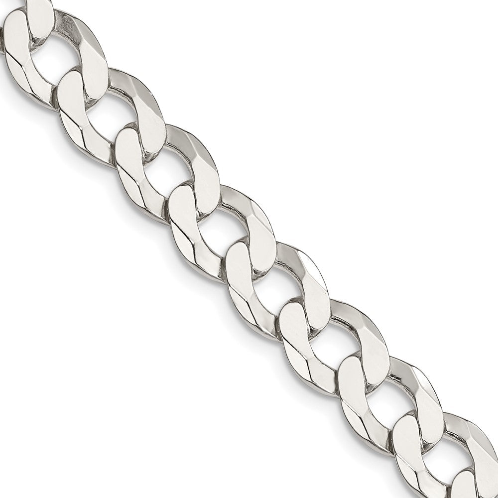 Sterling Silver 9.75mm Flat Curb Chain 24 Inches