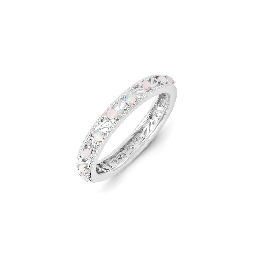 Sterling Silver Stackable Expressions Created Opal Ring