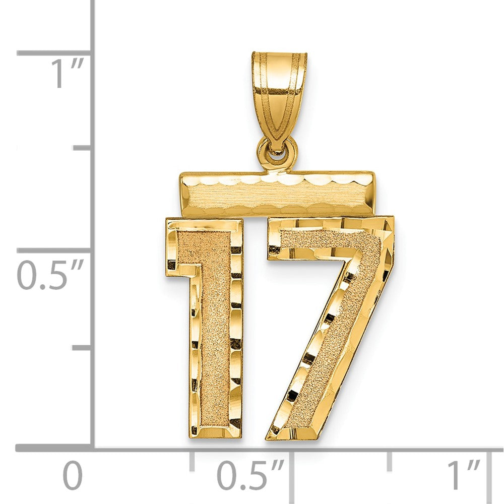 14k Medium Diamond-cut Number 17 Charm