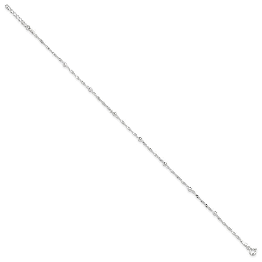 Sterling Silver 10in Plus 1in ext. Anklet 10 inches