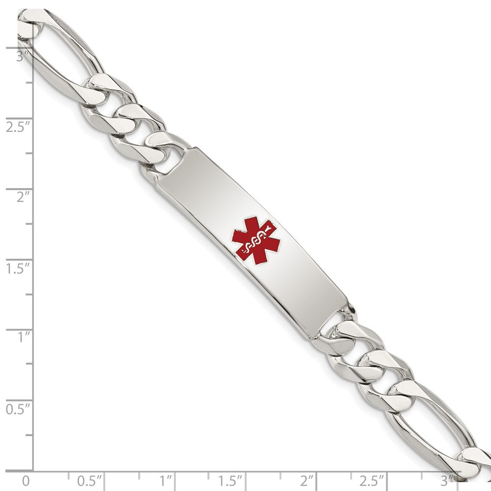 Sterling Silver Polished Medical Figaro Anchor Link ID Bracelet 8.5 inches