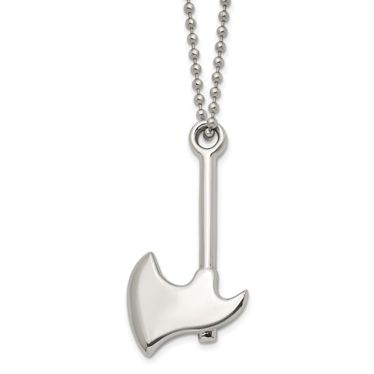 Stainless Steel Polished Hatchet 22 inch Necklace
