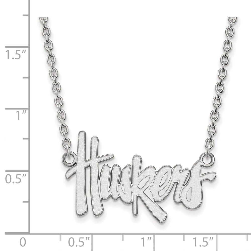 Sterling Silver U of Nebraska Large Huskers Pendant Necklace