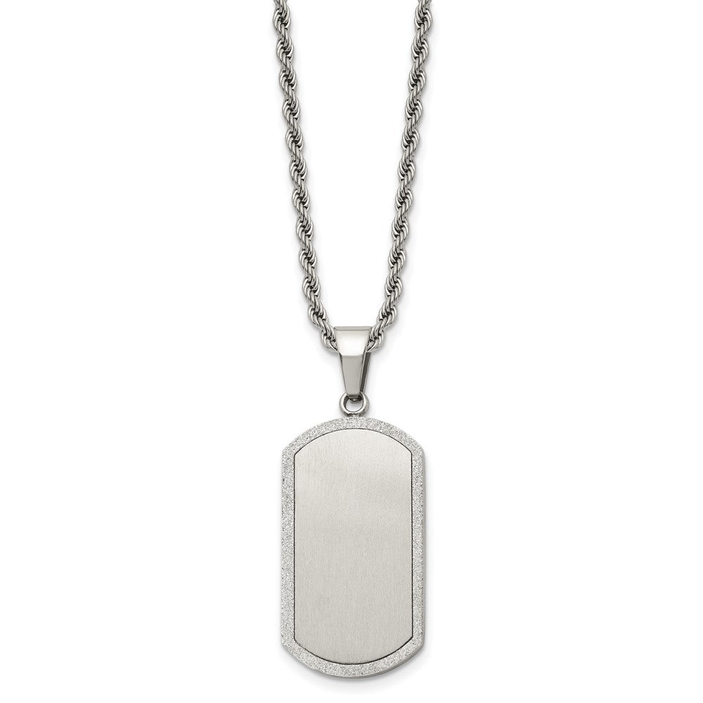 Stainless Steel Polished Laser Cut Edges Dog Tag 22in Necklace
