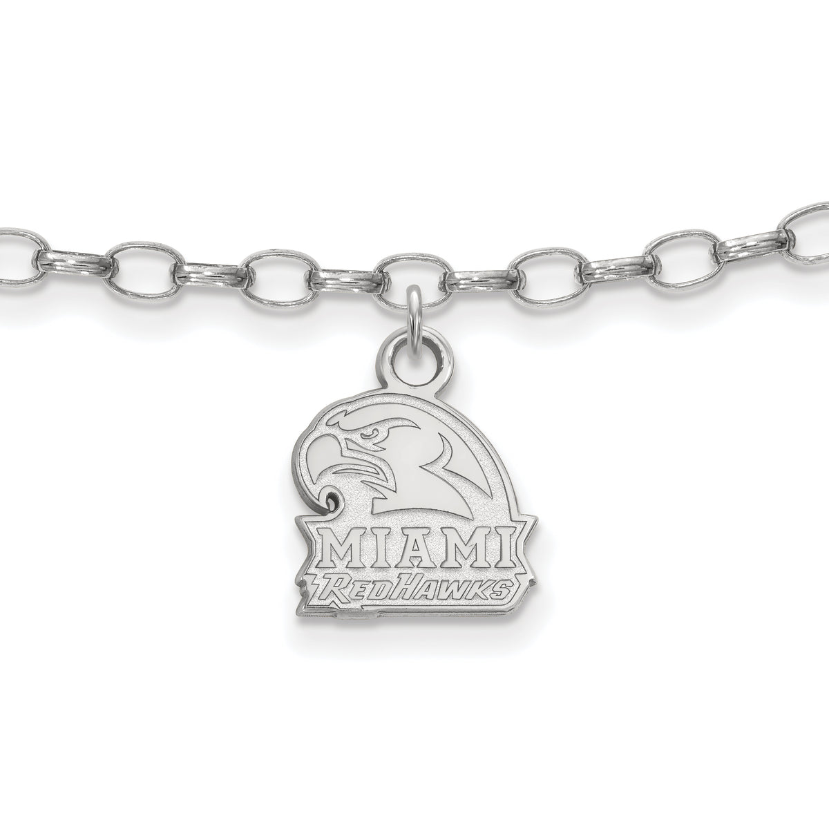 LogoArt Sterling Silver Rhodium-plated Miami University Anklet