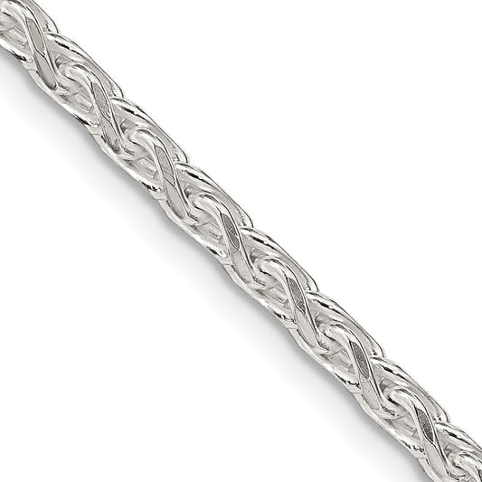 Sterling Silver 3.5mm Diamond-cut Round Spiga Chain 26 Inches