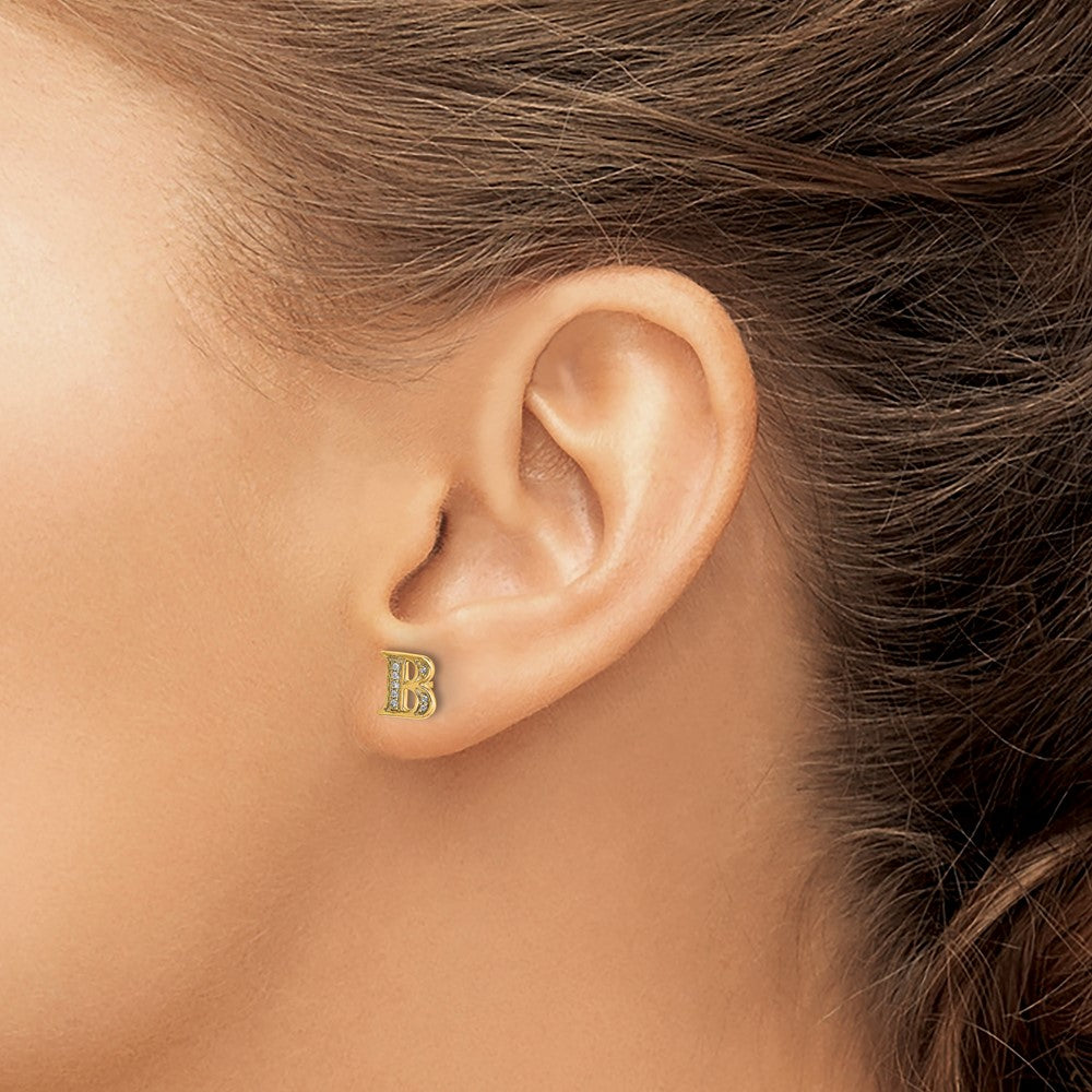 14k Diamond Initial B Earrings