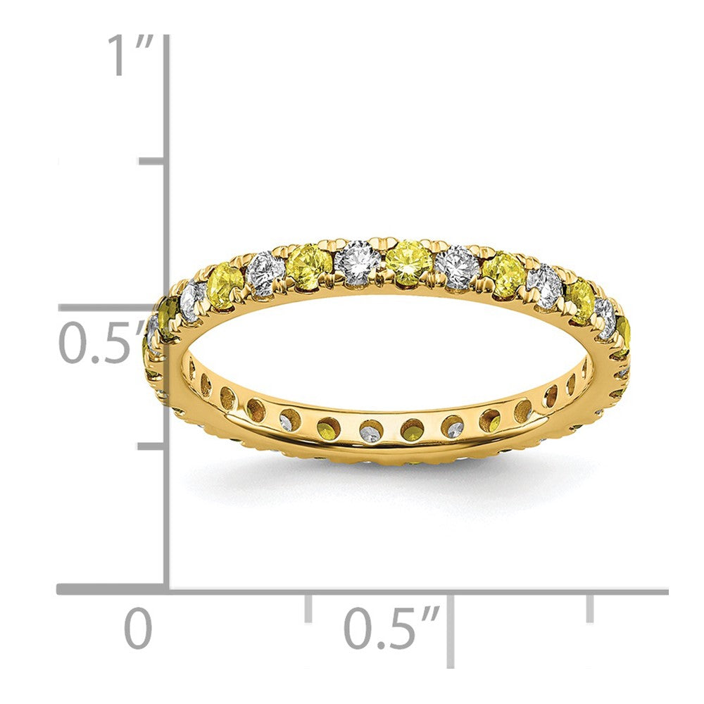 14k 1/2 carat Lab Grown Diamond VS/SI+ G+ and Lab Created Yellow Sapphire Size 6 Eternity Band