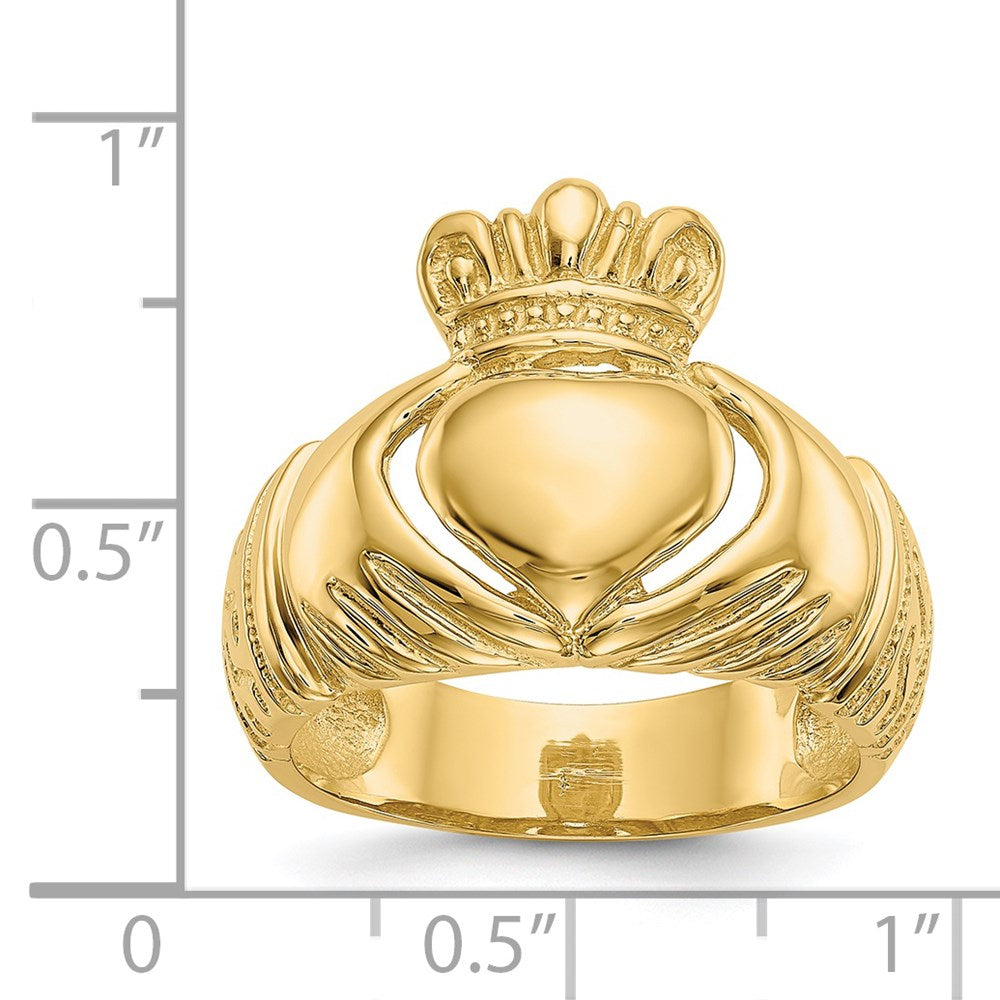 14k Polished Domed Claddagh Ring Size 8.5