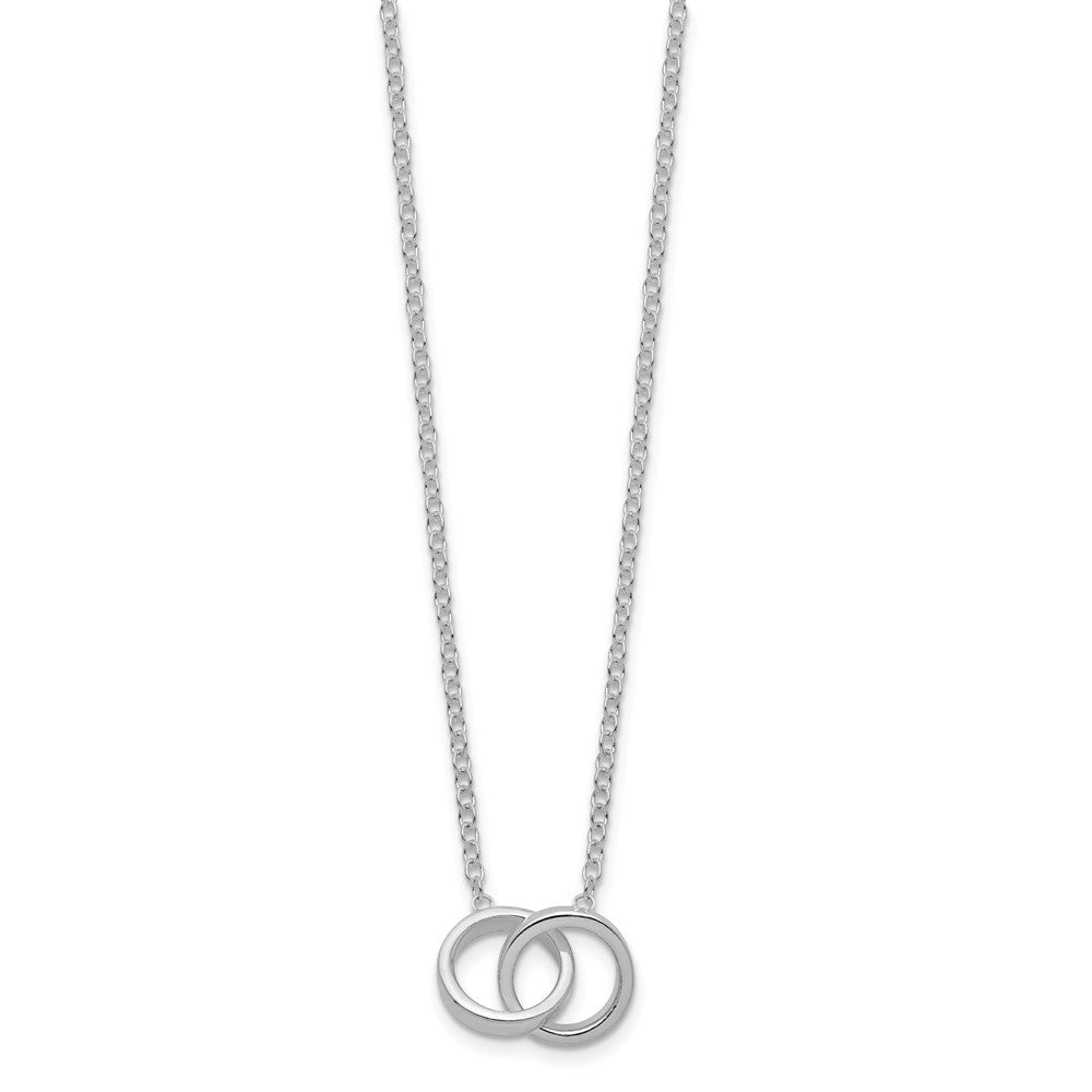 Sterling Silver Polished 2-Rings Necklace 18 Inches