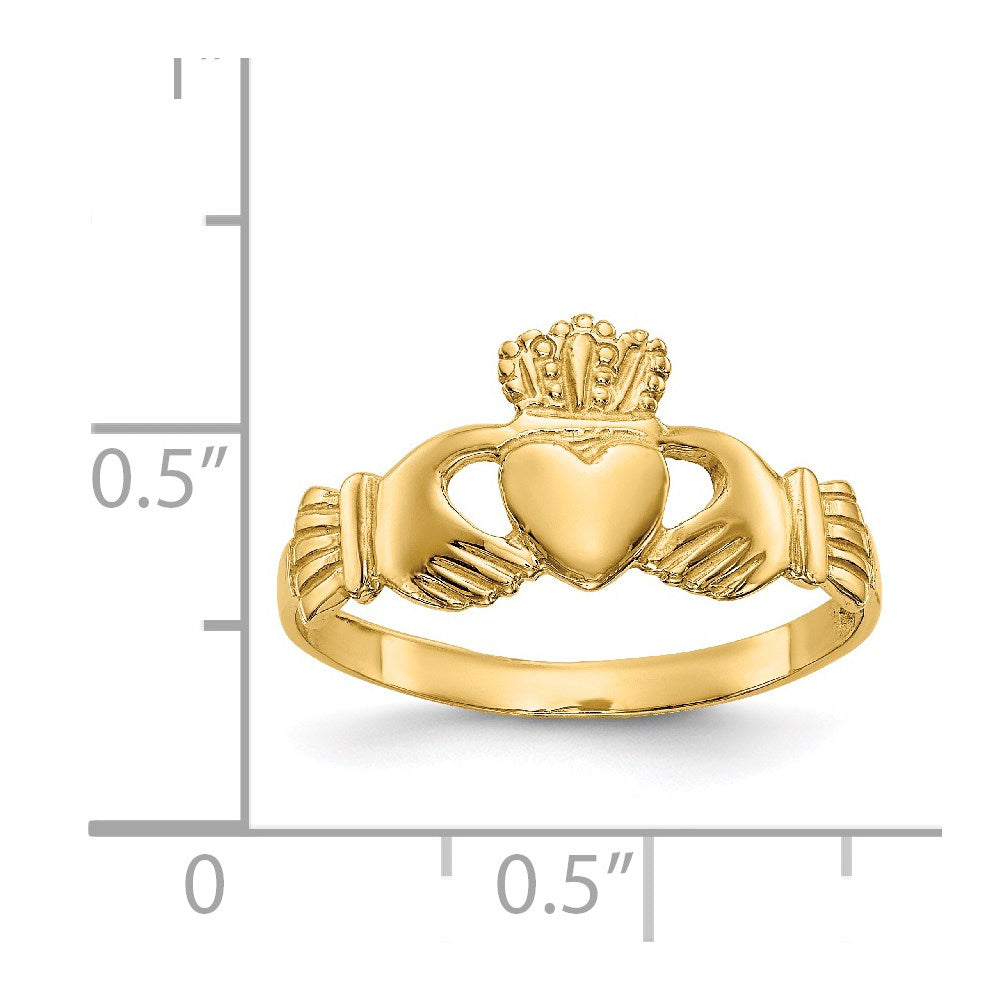 14k Polished Ladies Claddagh Ring Size 7