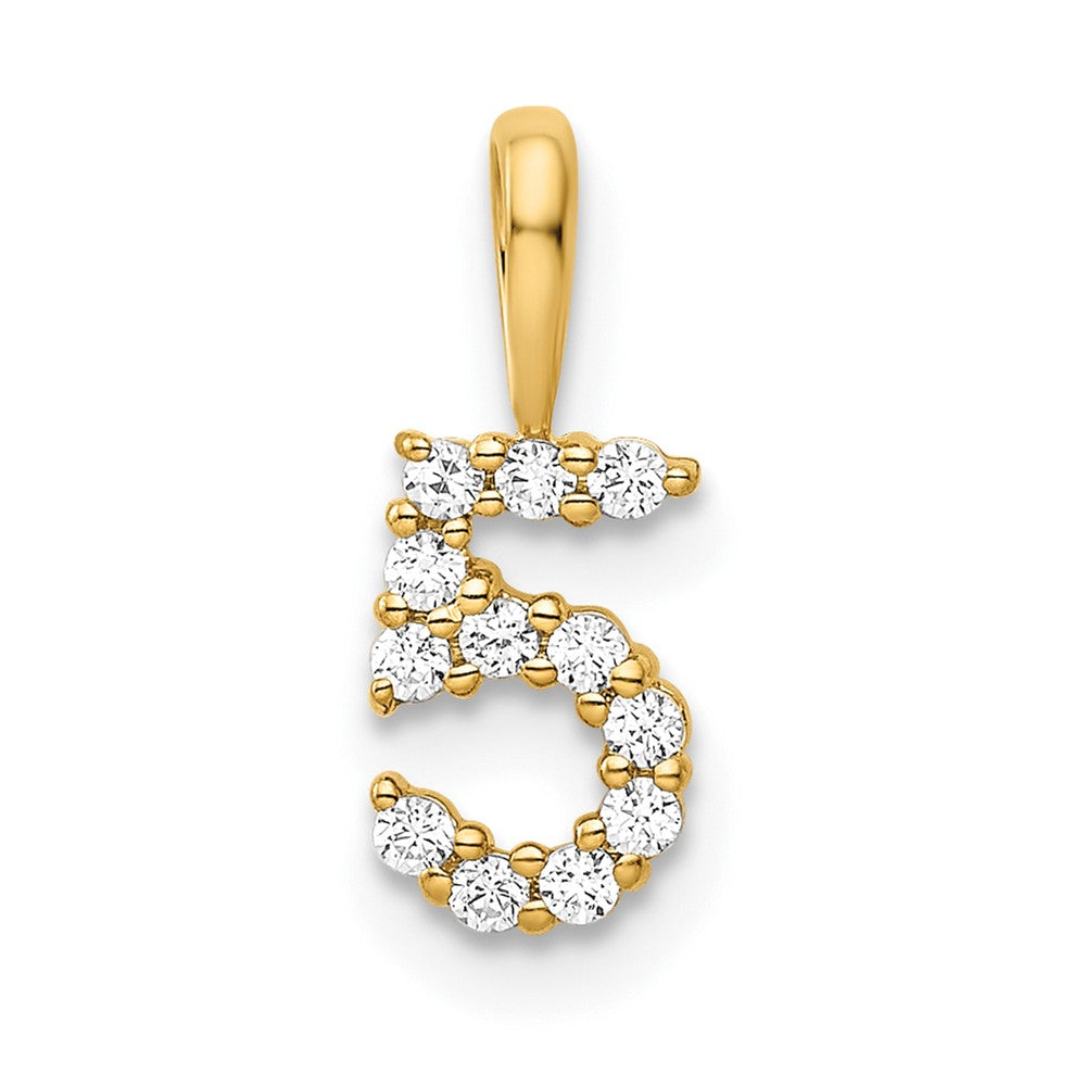 14K Diamond Number 5 Pendant