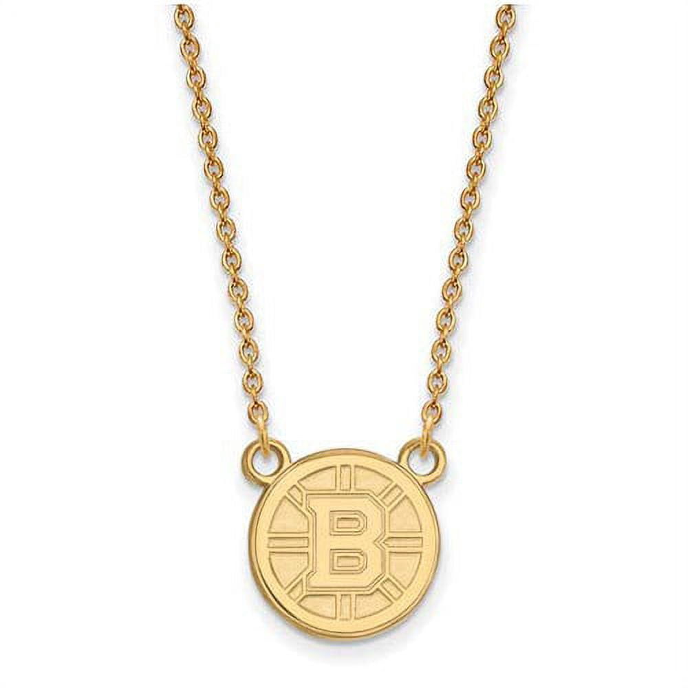 Sterling Silver Gold Plated NHL LogoArt Boston Bruins Sm. Pendant Necklace