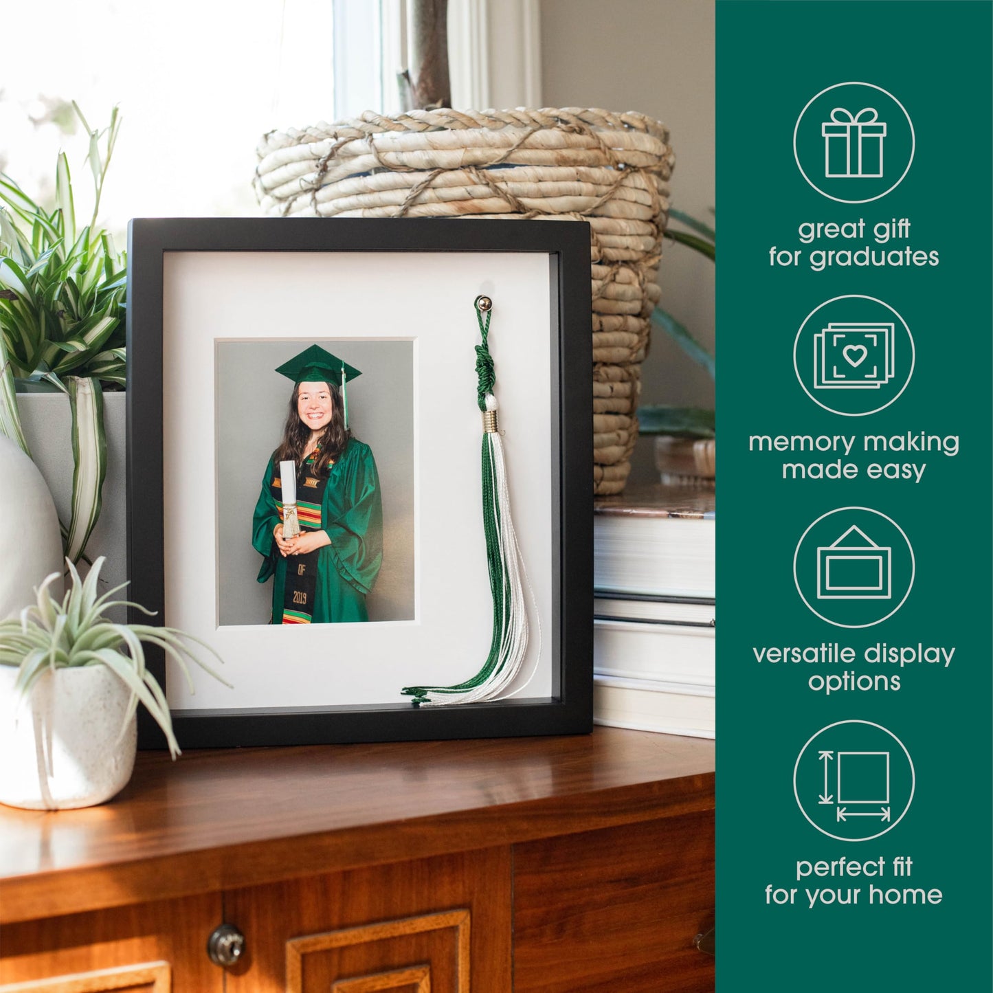 Pearhead Tassel And Picture Graduation Frame, Proudly Display a Photo in Graduation Cap and Gown in Frame with Tassel Holder, Great Centerpiece for Graduation Party