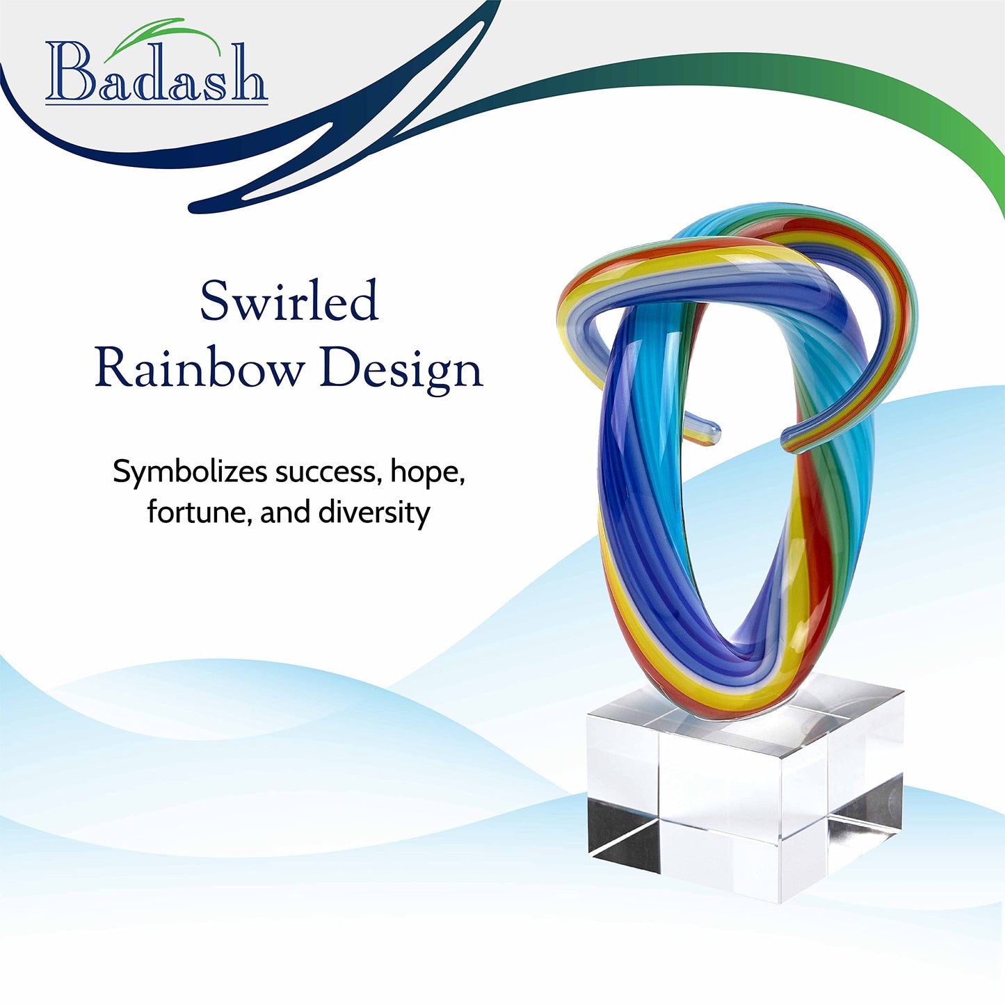 Badash Murano Style Art Glass Mini Rainbow 6" Centerpiece on Crystal Base(GW633)