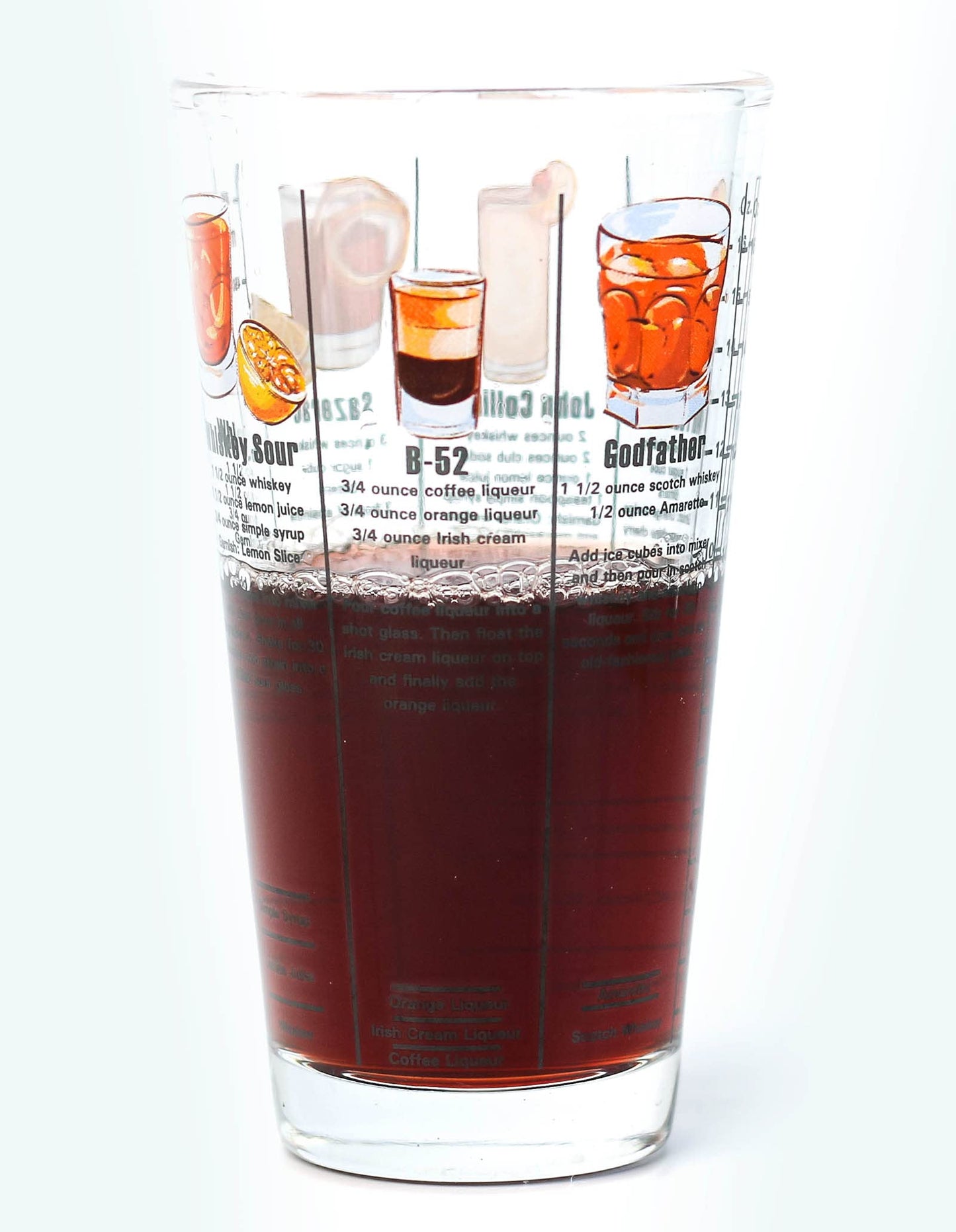 16 ounce Whiskey Recipes Printed Glass Cocktail Shaker Q-GM22650
