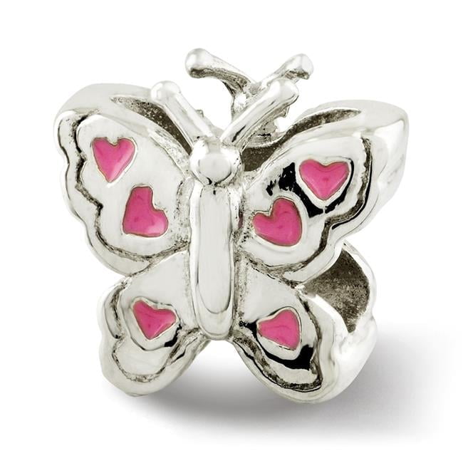 925 Sterling Silver Polished Artisan Oxidized Reflections Teen Enameled Butterfly Angel Wings Bead Charm Pendant Necklac