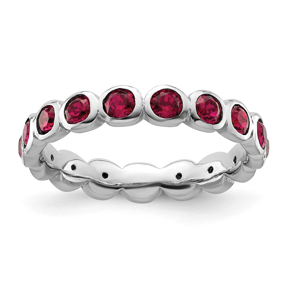 Sterling Silver Stackable Expressions July Crystal Ring Size -5