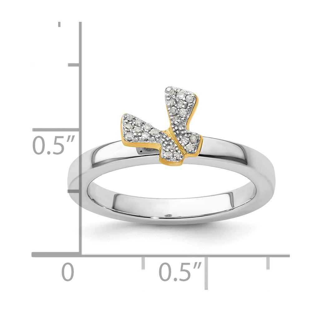 Sterling Silver Stackable Expressions Gold-plate Butterfly Diamond Ring Size -10
