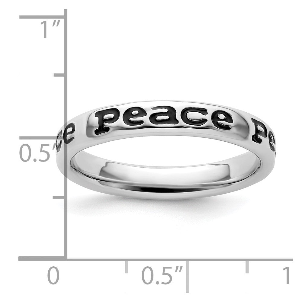 Sterling Silver Stackable Expressions Polished Enameled Peace Ring Size -7
