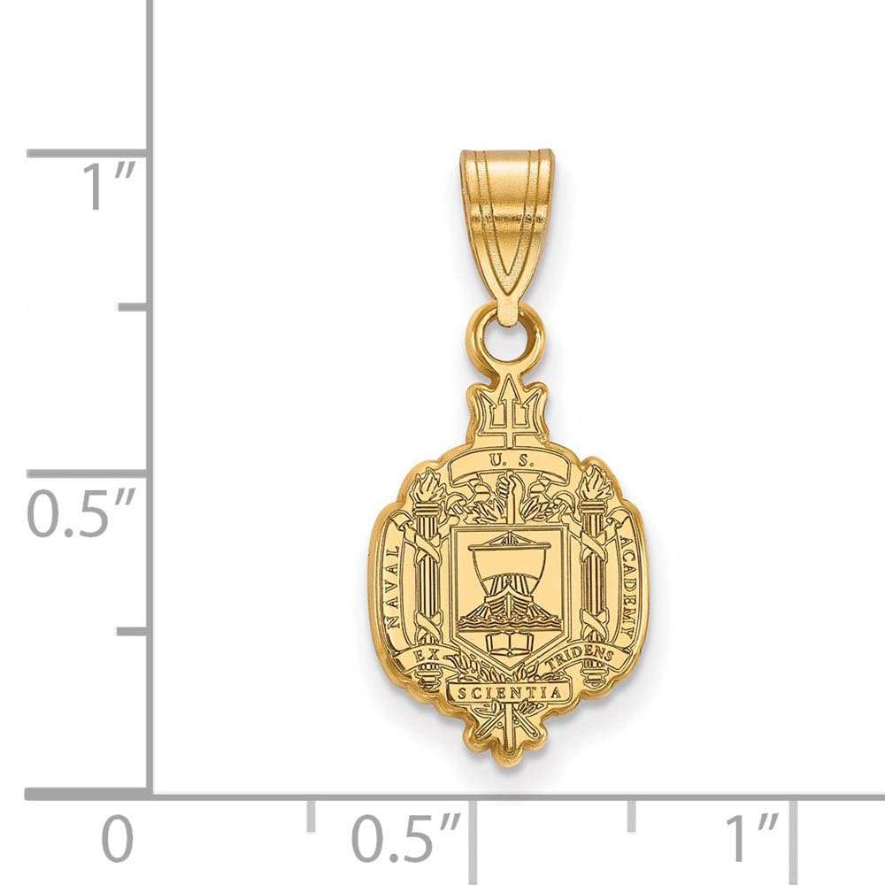 Sterling Silver Gold-plated LogoArt US Naval Academy Medium Crest Pendant Q-GP035USN