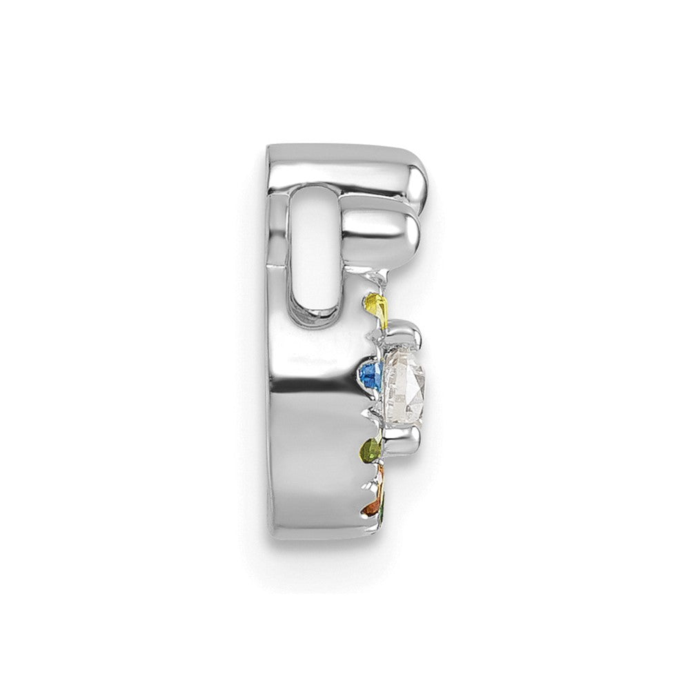 14k WG 8 Birthstone and Dia Mother/Child Chain Slide Semi-mount