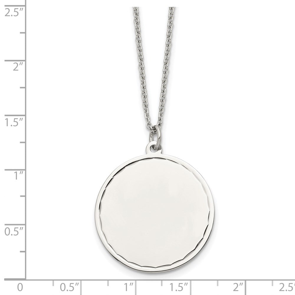 Stainless Steel Polished Engraveable Round Disc w/2in. Ext. Necklace