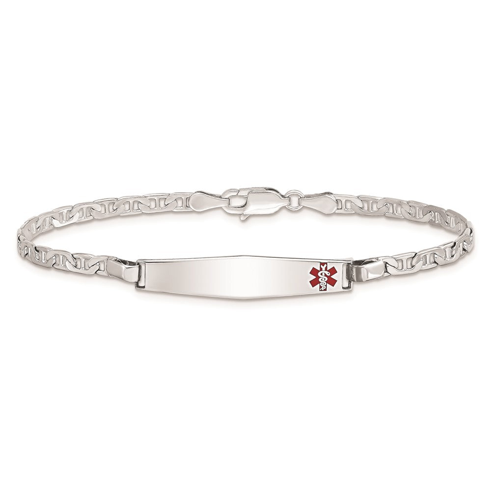 Sterling Silver Rhodium-plated Medical ID Anchor Link Bracelet 8 inches