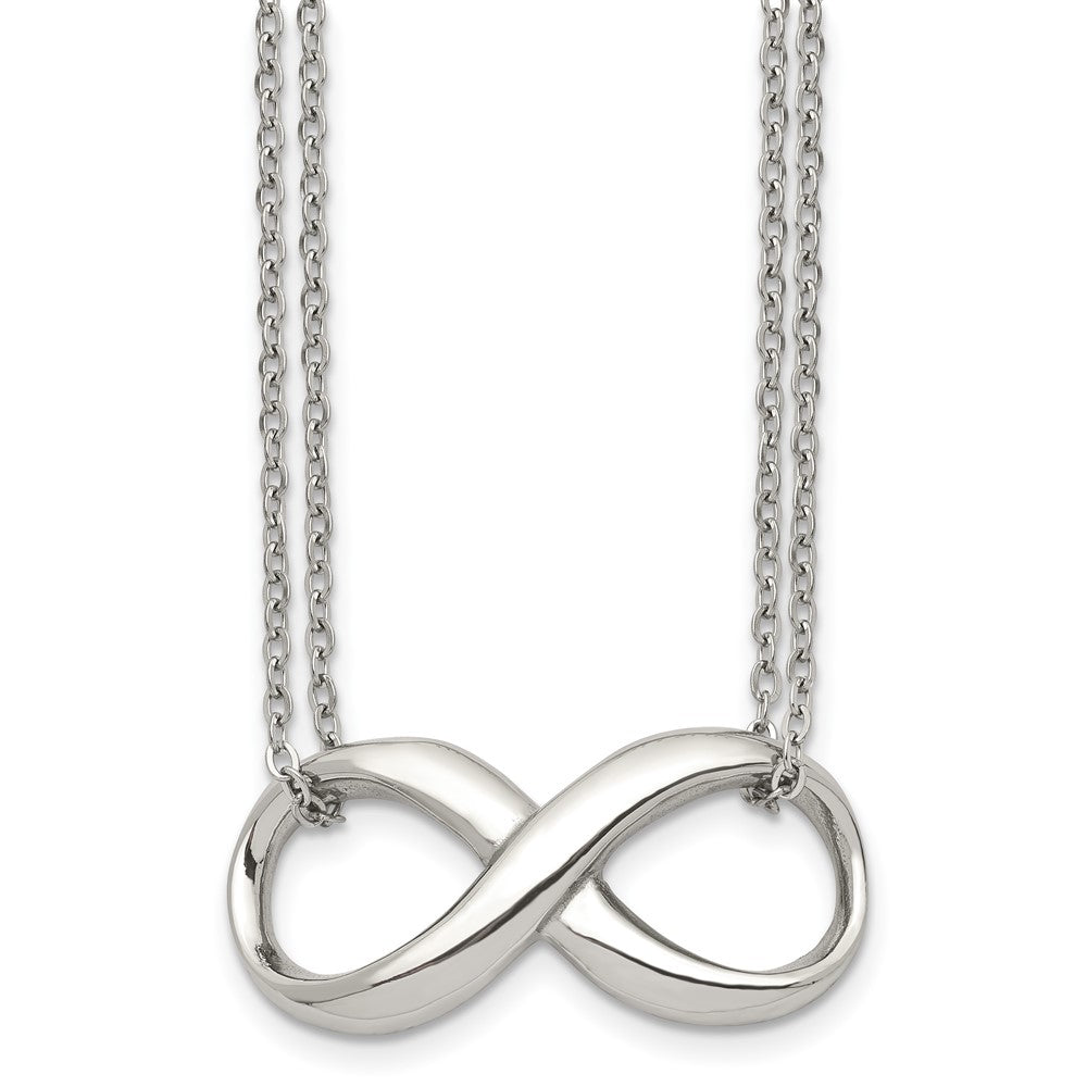 Stainless Steel Polished Two Strand Infinity 18in Necklace