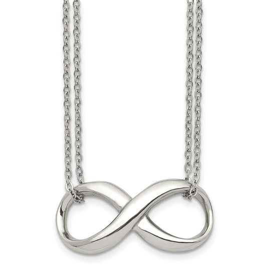 Stainless Steel Polished Two Strand Infinity 18in Necklace
