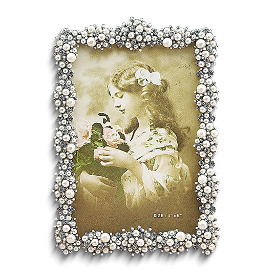 Simulated Pearl Cluster Jewel-tone 4x6 Photo Frame
