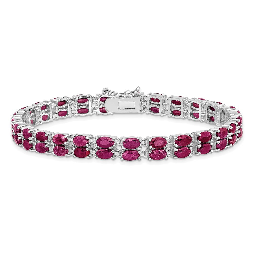 Sterling Silver Rhodium-plated Ruby Bracelet 7 inches