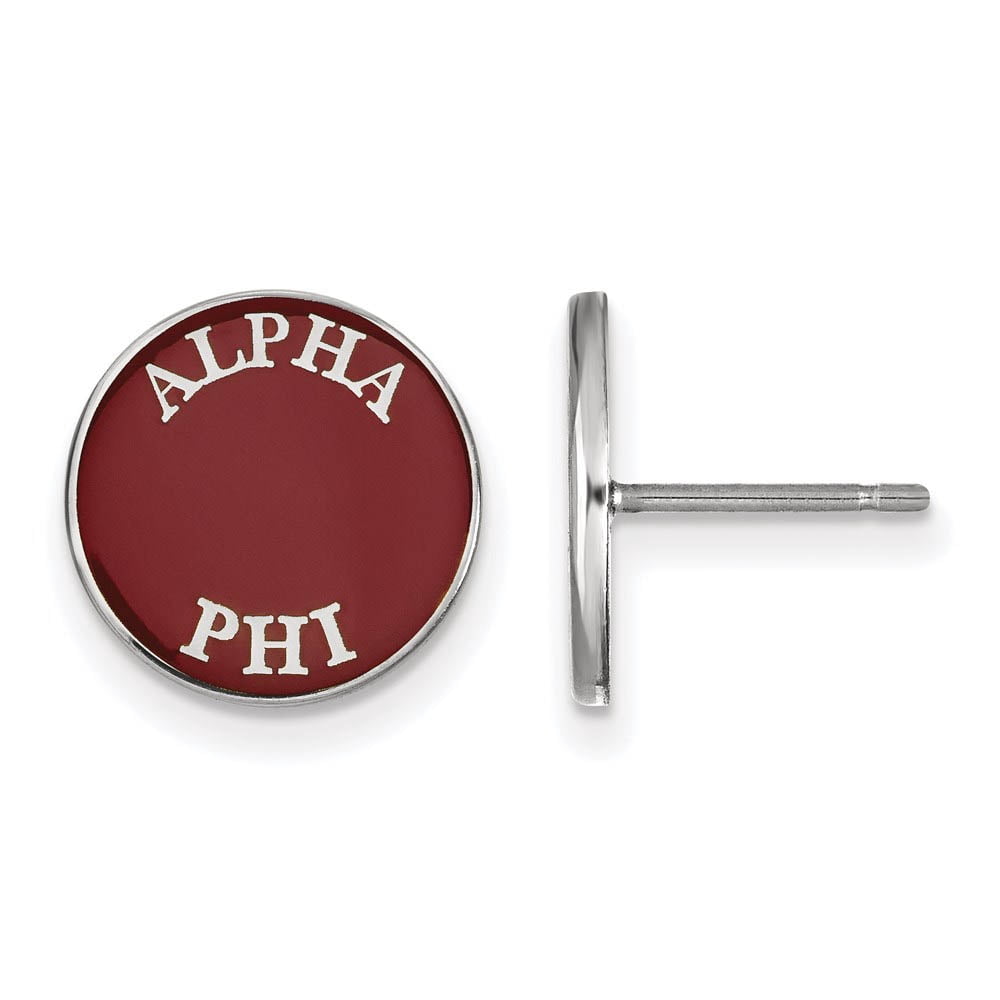 Sterling Silver Official Licensed Greek Sororities Alpha Phi (??) Enameled Post Earrings