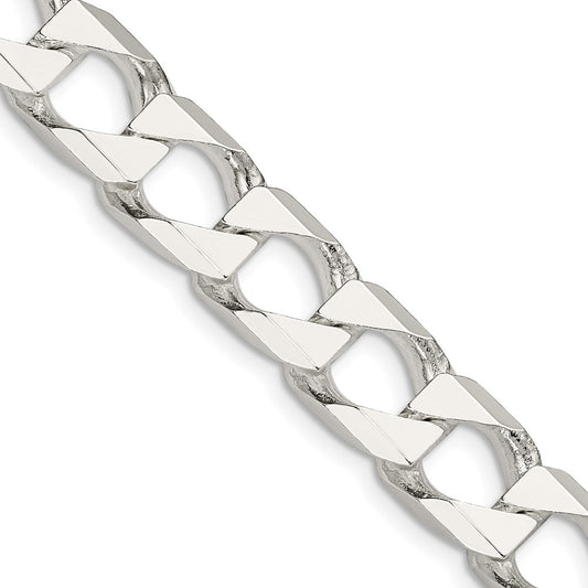 Sterling Silver 10.3mm D/C Square Curb Chain 22 Inches