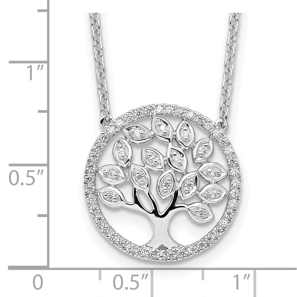 14k White Gold 1/3 carat Lab Grown Diamond VS/SI+ G+ 18 inch Tree of Life Necklace