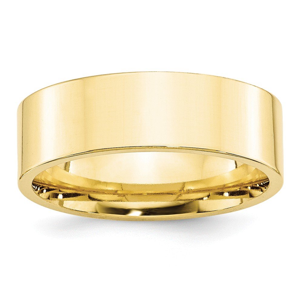 10k Yellow Gold 7mm Standard Weight Flat Comfort Fit Wedding Band Size 8.5