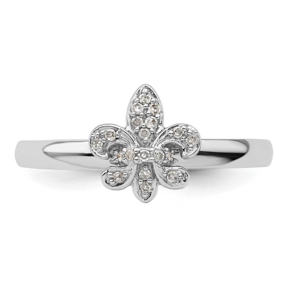 Sterling Silver Stackable Expressions Fleur De Lis Diamond Ring Size -10