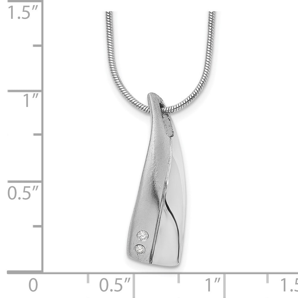 White Ice Sterling Silver Rhodium-plated Satin and Polished 18 Inch Diamond Necklace with 2 Inch Extender 18 Inches