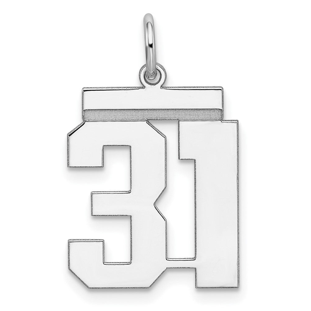 Sterling/Silver Rhodium-plated Polished Number 31 Charm