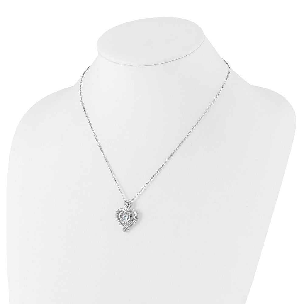 Cheryl M Sterling Silver Rhodium-plated Brilliant-cut Vibrant CZ Awareness Heart 18 Inch Necklace with 2 Inch Extender 18 Inches