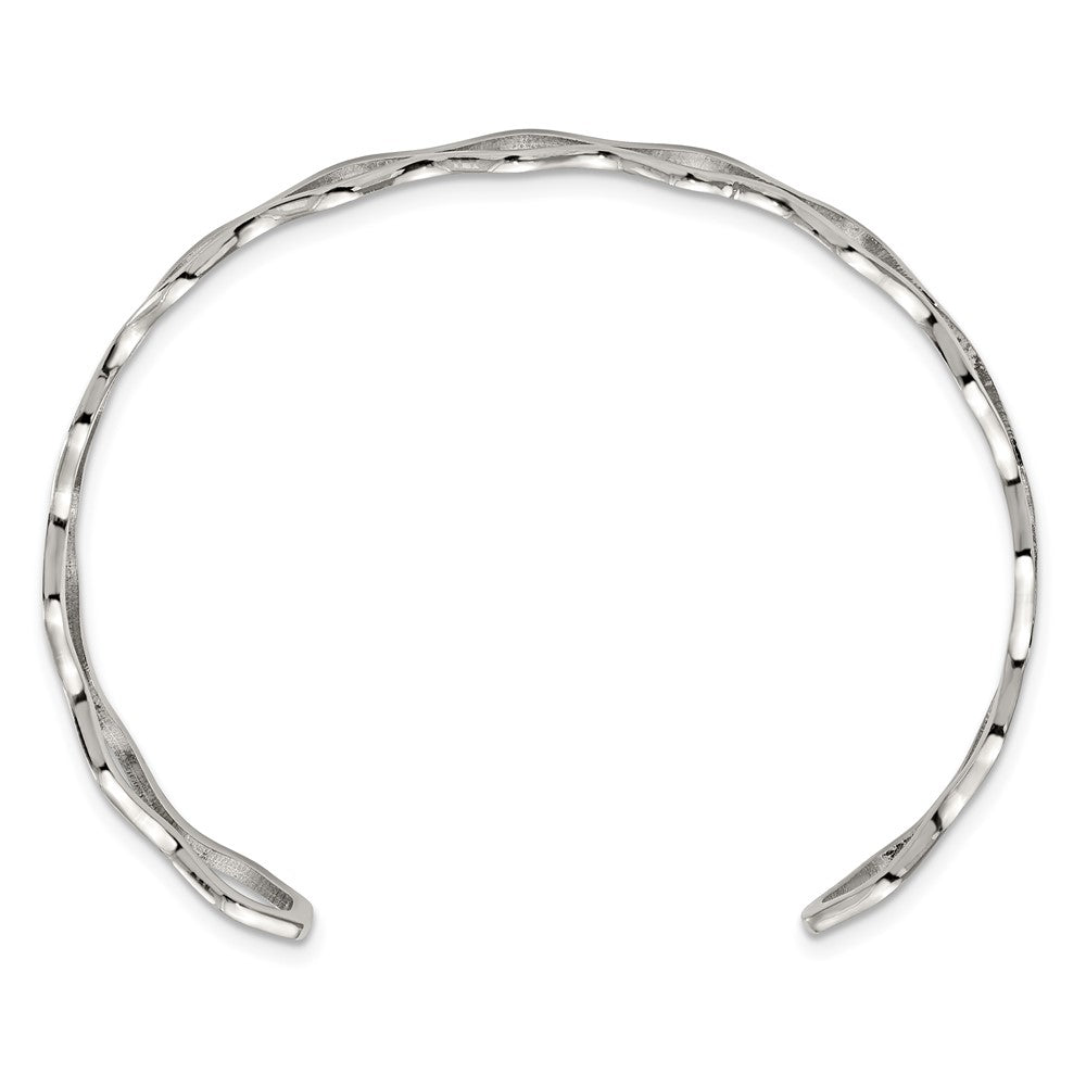 Stainless Steel Polished Wavy Cuff Bangle