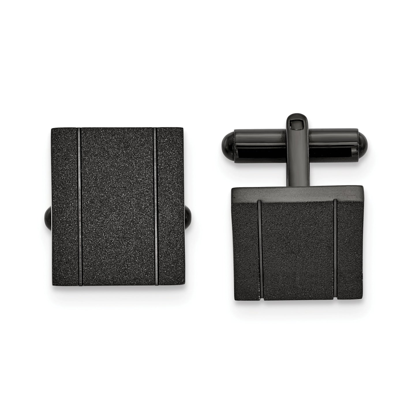 Stainless Steel Polished Black IP-plated Laser cut Cuff Links
