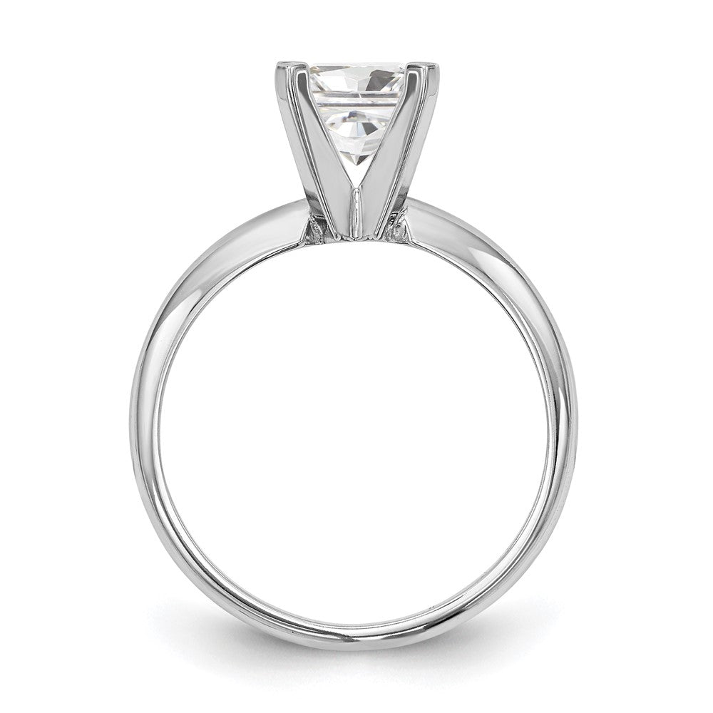 14k White Gold 5.5mm Medium-Weight Half-Round 4-Prong Princess Solitaire Ring Mounting