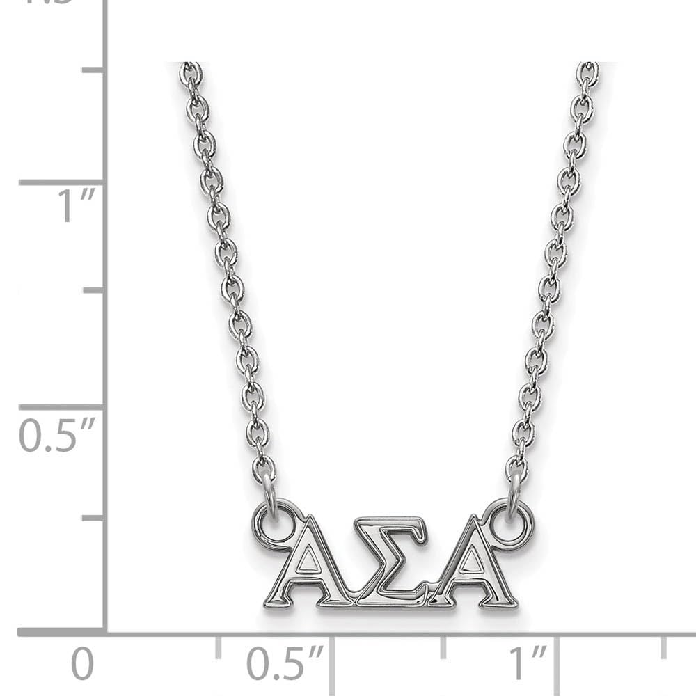 Sterling Silver 18in Official Licensed Greek Sororities Alpha Sigma Alpha (???) XS Pendant w/ Necklace
