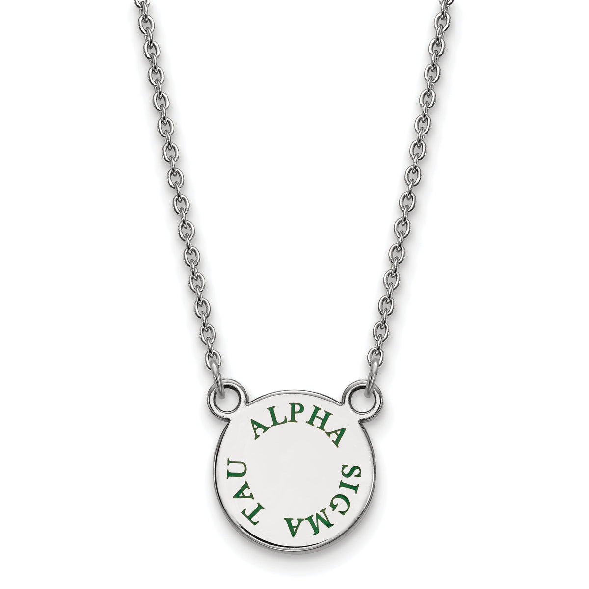 LogoArt Sterling Silver Alpha Sigma Tau Extra Small Enameled Pendant Necklace With 18 Inch