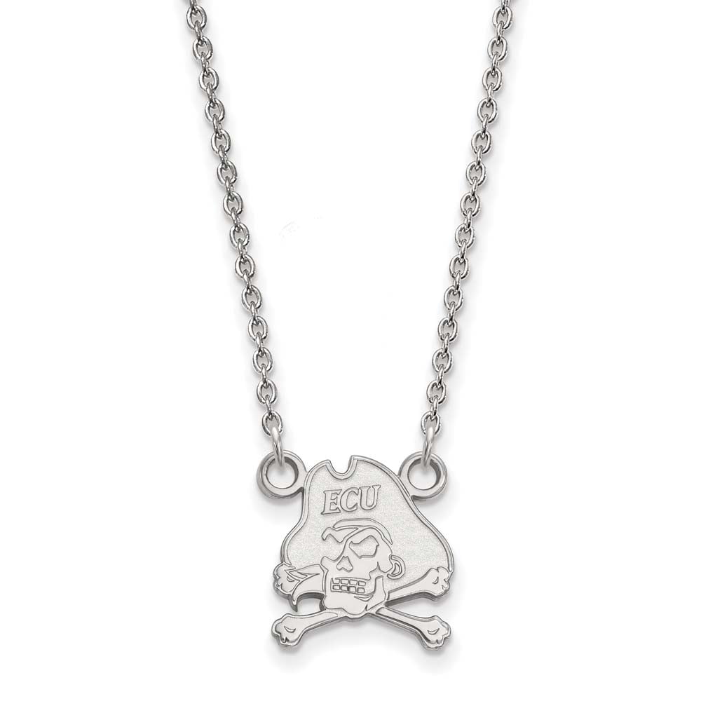 LogoArt Sterling Silver East Carolina University Small Pendant Necklace